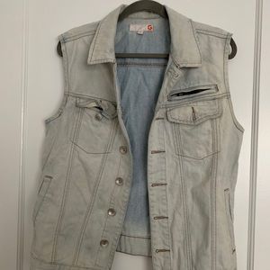 Light wash denim vest